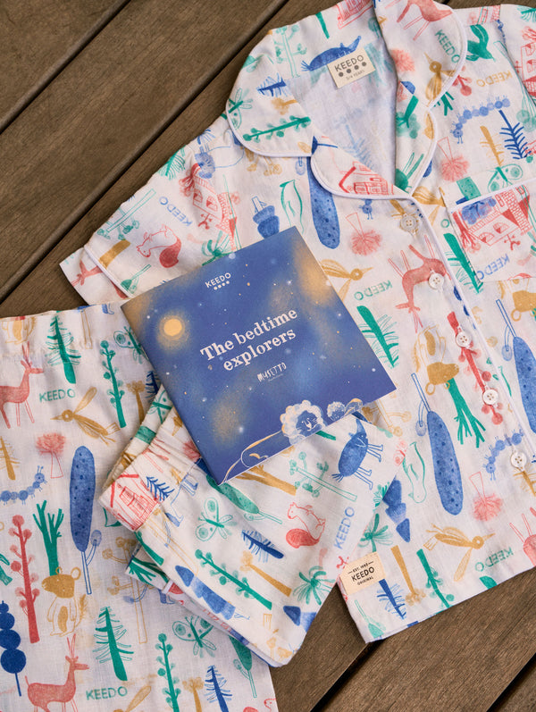 Unisex Kids Musseto Printed Linen Sleepwear Set