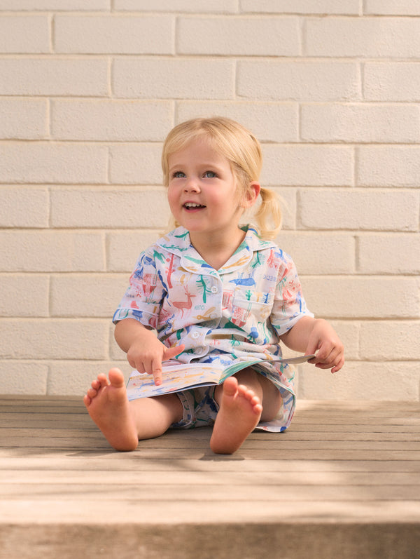 Unisex Kids Musseto Printed Linen Sleepwear Set