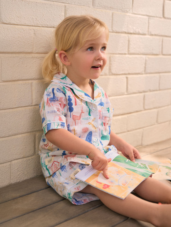 Unisex Kids Musseto Printed Linen Sleepwear Set