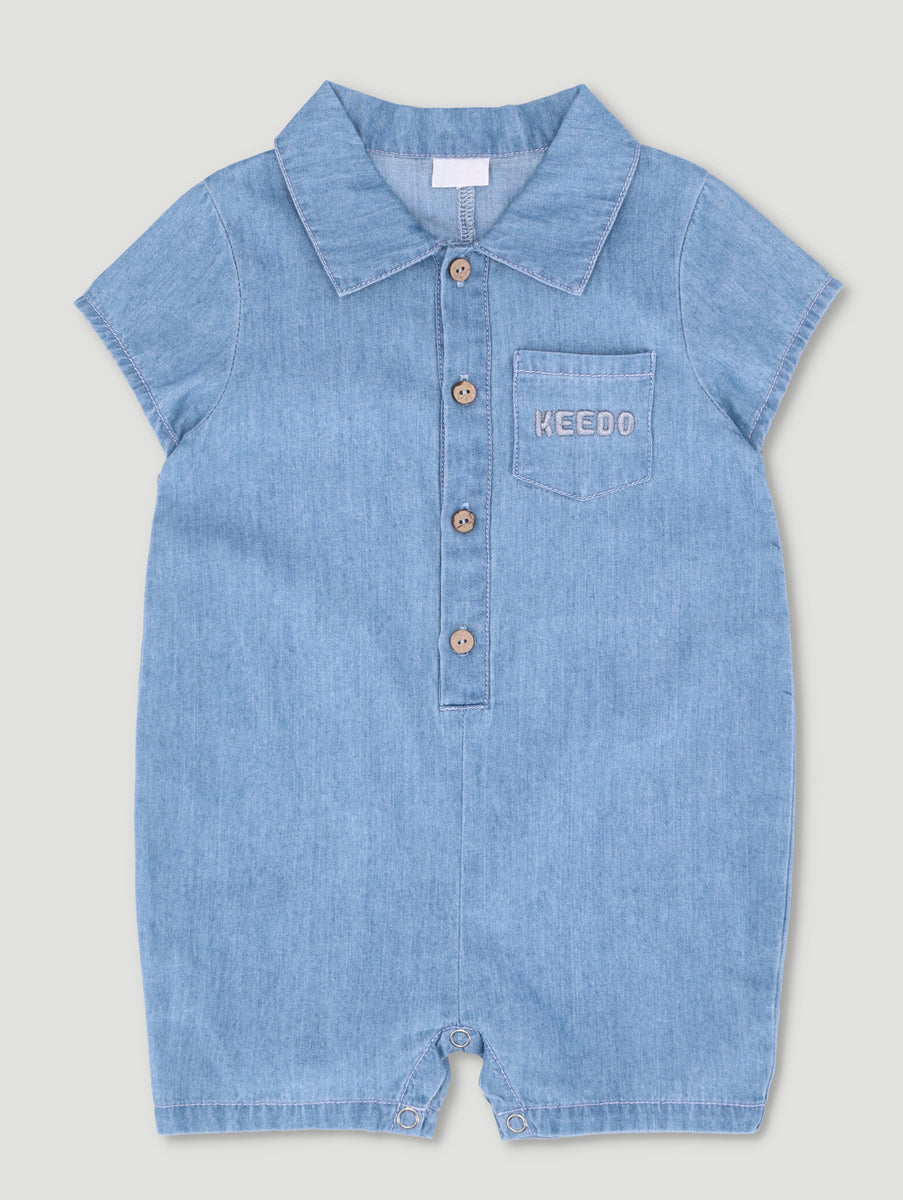 Baby Boys Denim Boiler Suit Keedo