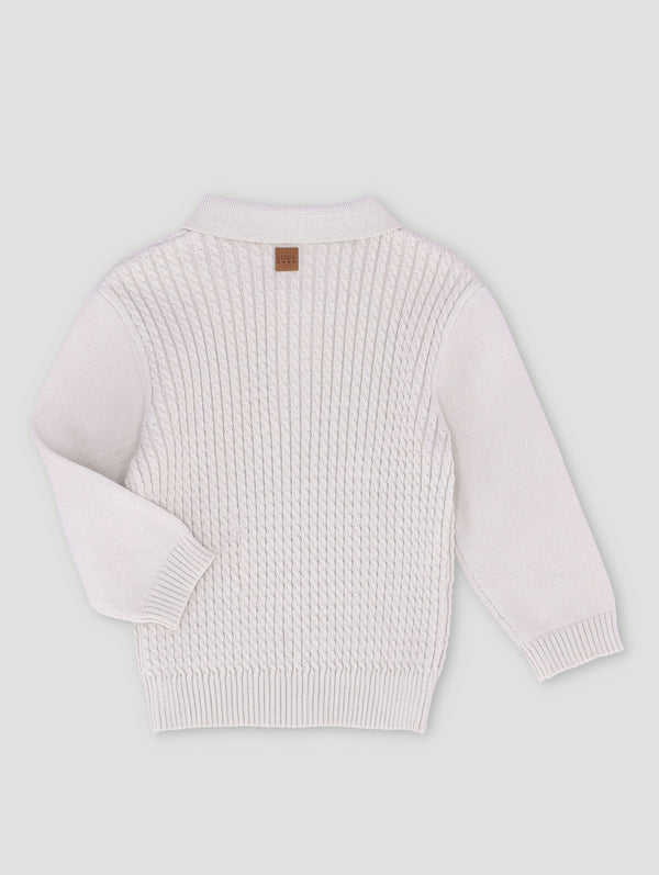 Boys Cable Knit Smart Polo