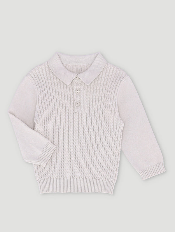 Boys Cable Knit Smart Polo