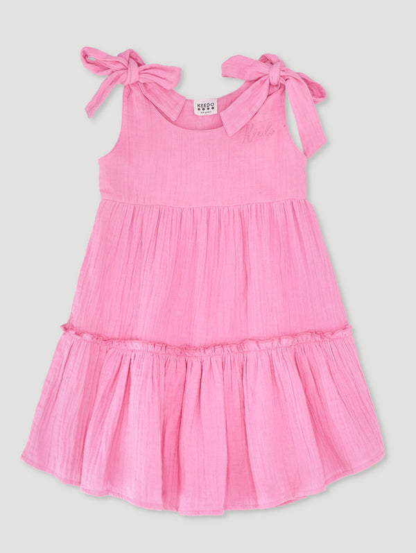 Girls Muslin Tiered Fashion Dress