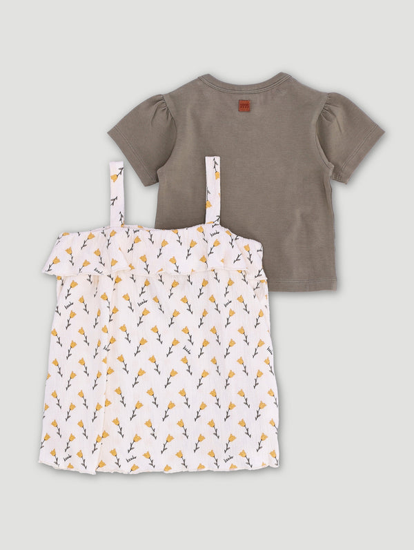 Baby Girl Bellflower All Over Print Fashion Pinni Dress Set