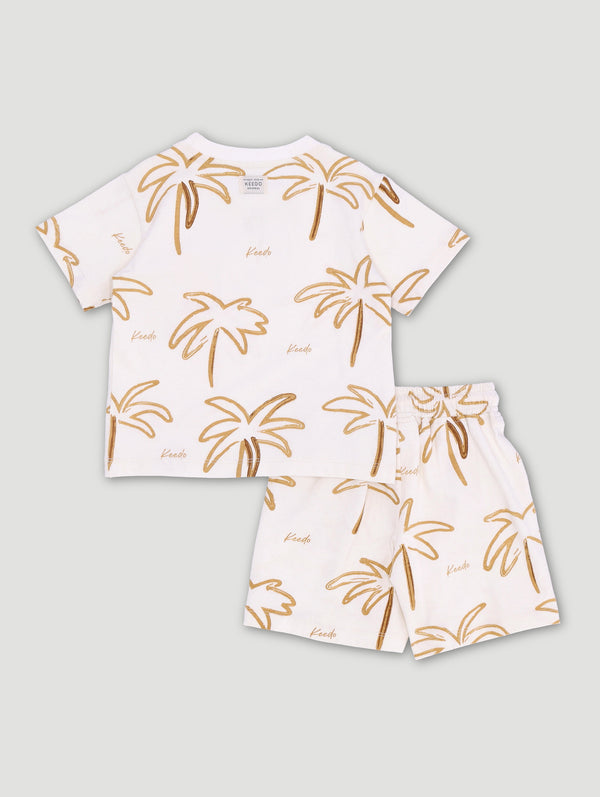 Baby Boys Short Sleeve All Over Print Palms Tee & Short Set