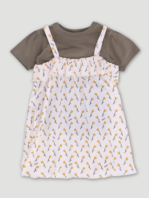 Girls Bellflower All Over Print Pinni Dress Set