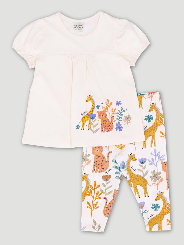 Baby Girls Cream Top And Bottom Set