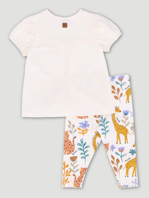 Baby Girls Cream Top And Bottom Set