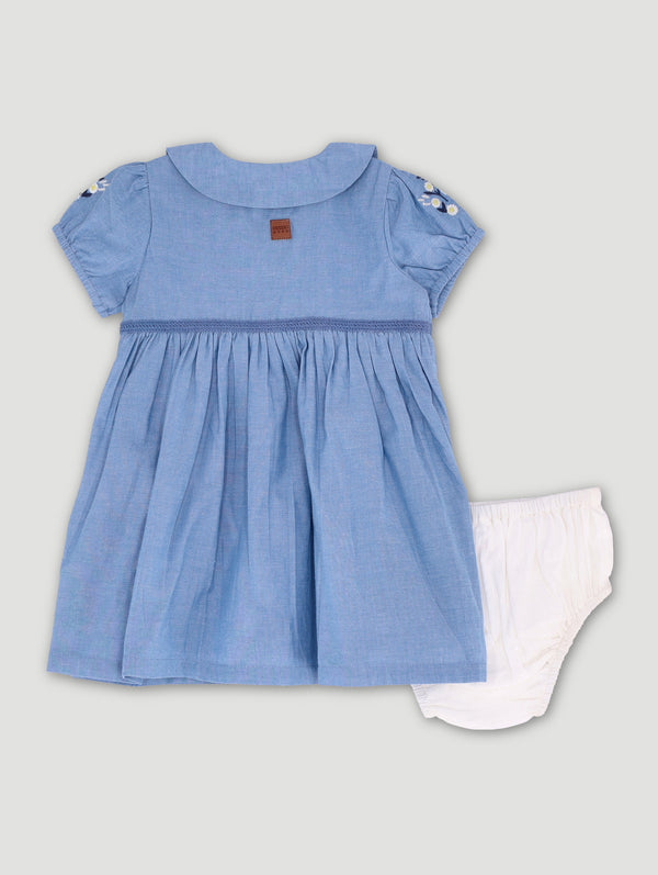 Baby Girls Embroidered Chambray Dress