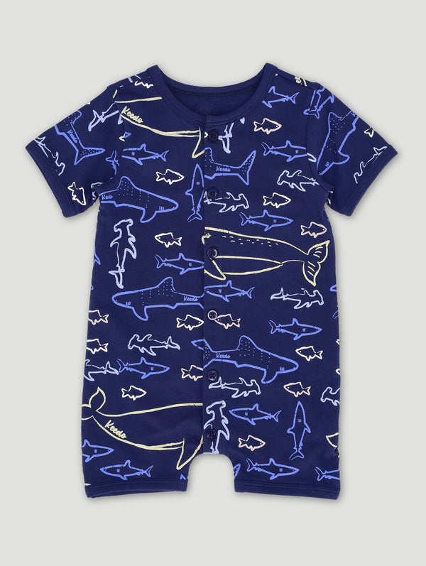 Baby Boys Printed Ultramarine Romper