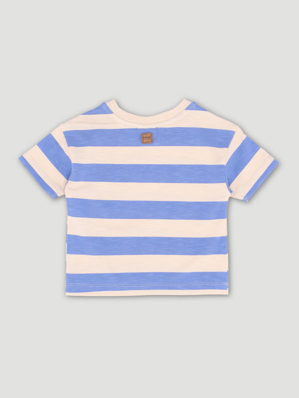 Baby Boys Blue Stripe Logo Tee