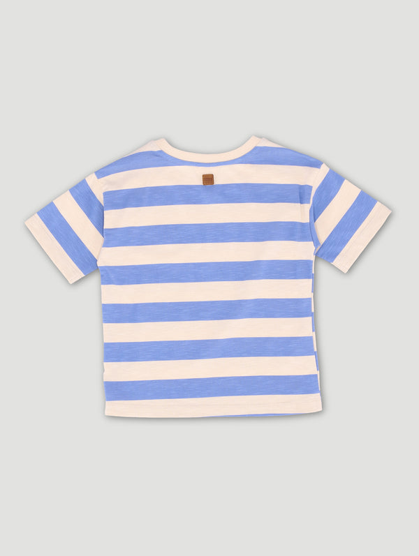 Boys Blue Stripe Logo Tee
