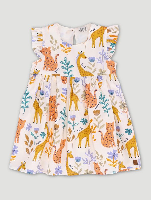 Baby Girls Printed Safari Dress