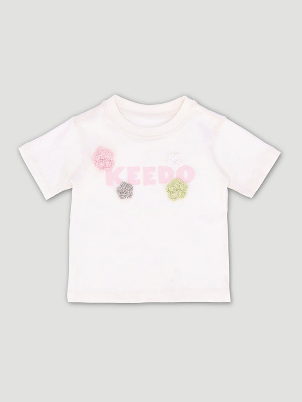Baby Girls Blooms Tee with Crochet Flowers