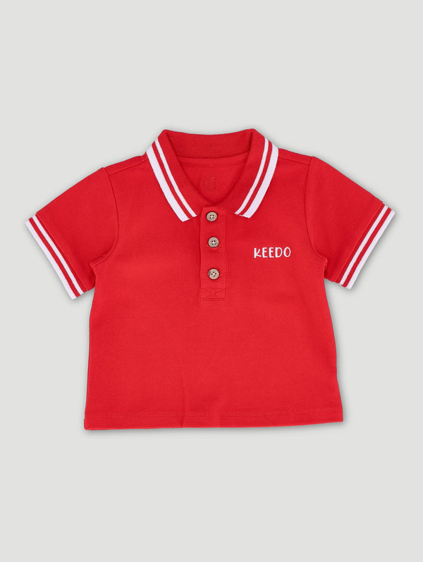 Baby Boys Red Short Sleeve Golfer
