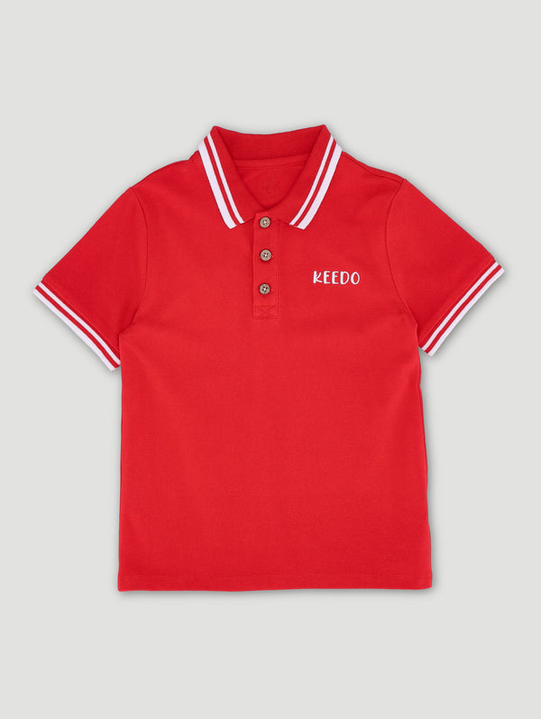 Boys Red Short Sleeve Golfer