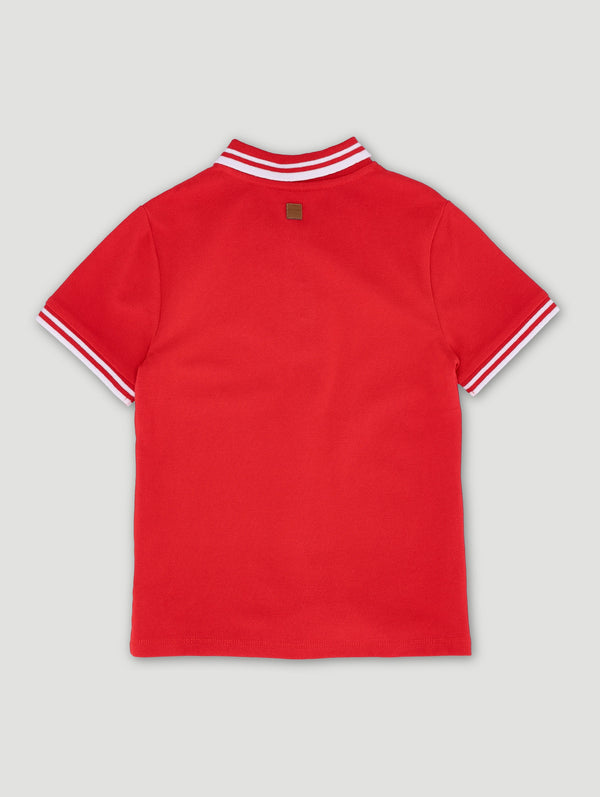 Boys Red Short Sleeve Golfer