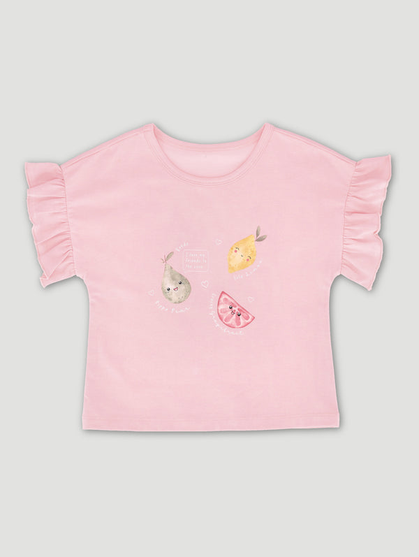 Girls Printed Fruit Slogan Tee