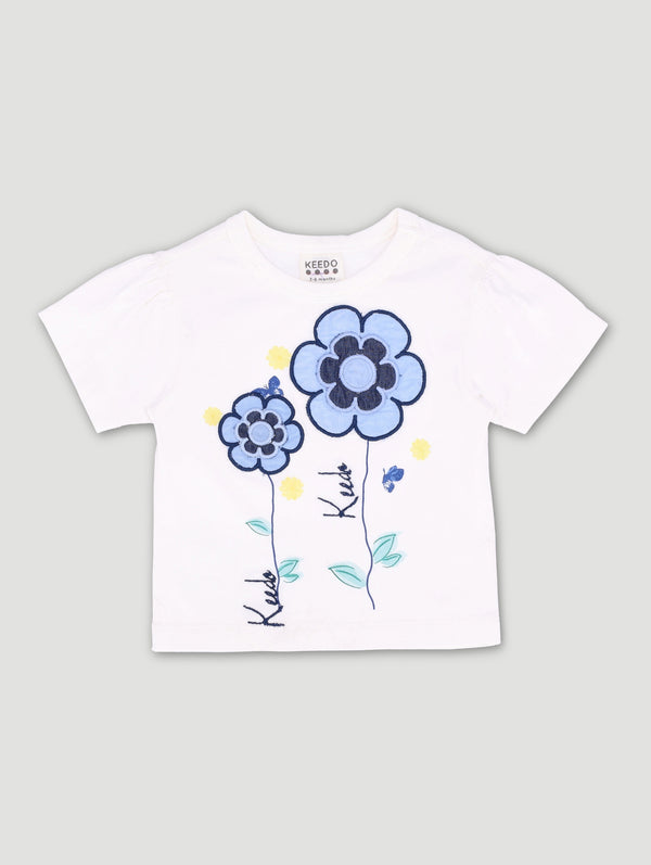 Baby Girls Heart Embroidery Tee