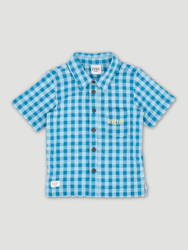 Boys Printed Gingham Shirt