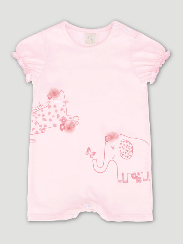 Baby Girls Embroidered Pink Kitty Little Keedo Romper