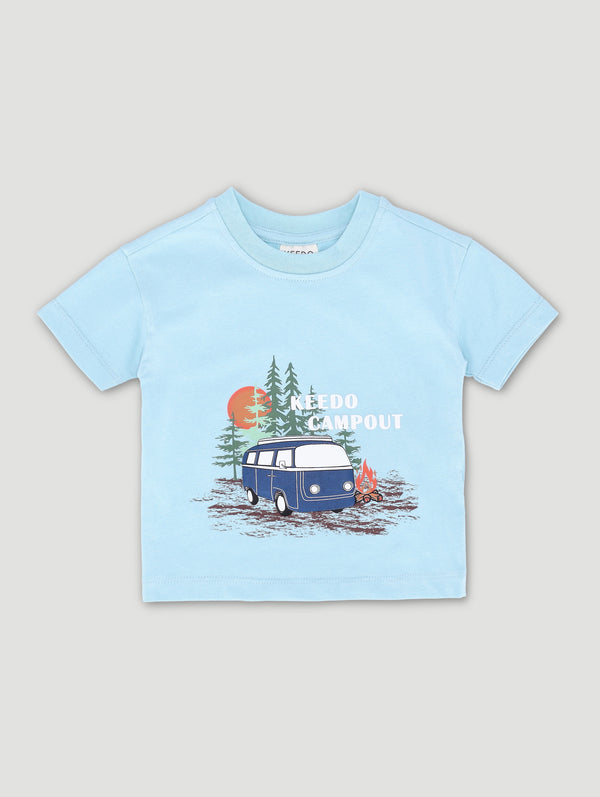 Baby Boys Blue Puffed Print Camp Tee
