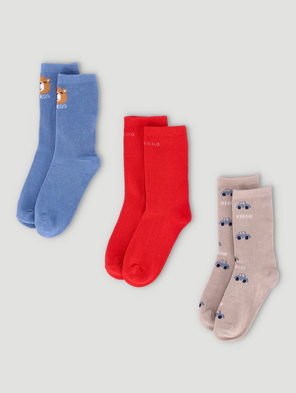 Boys 3 Pack Car Socks