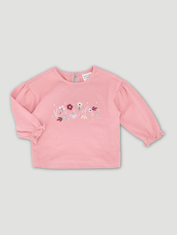 Baby Girls Floral Long Sleeve Cotton Lycra Tee