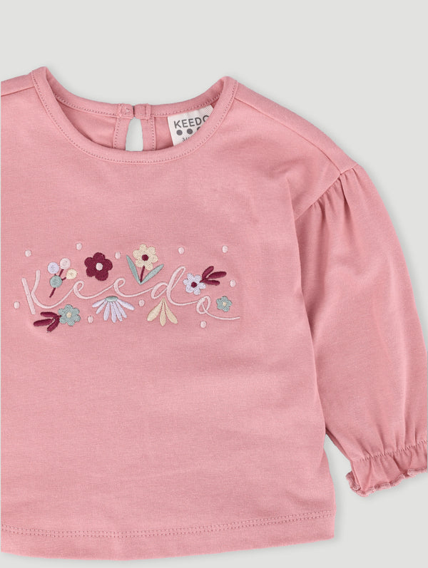 Baby Girls Floral Long Sleeve Cotton Lycra Tee