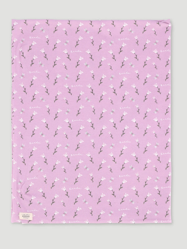 Lilac Flower Printed Cotton Lycra Blanket