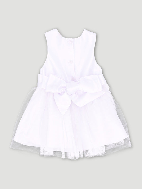 Baby Girls White Premium Satin & Tulle Dress