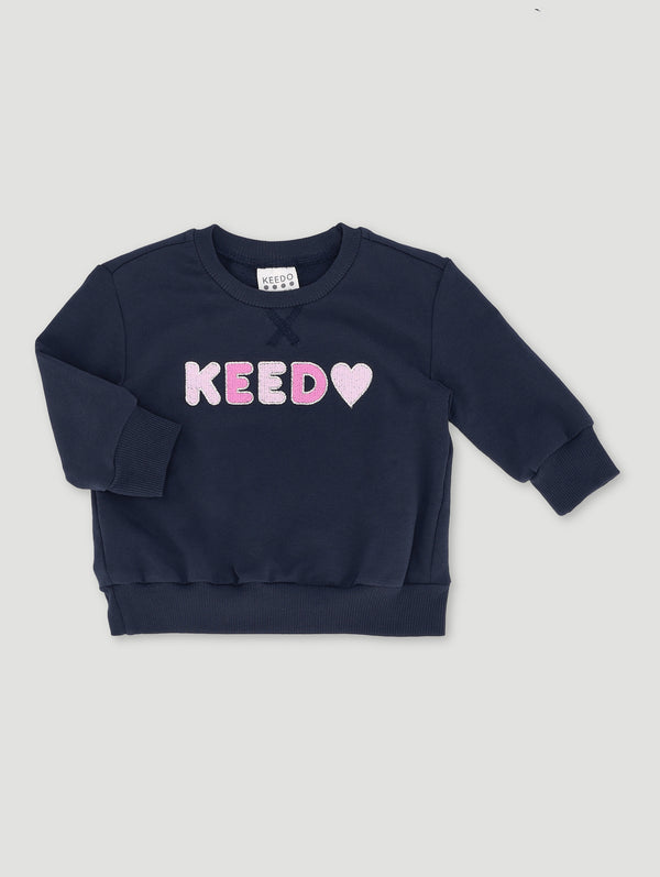 Baby Girls Heart Embroidered Sweat Top