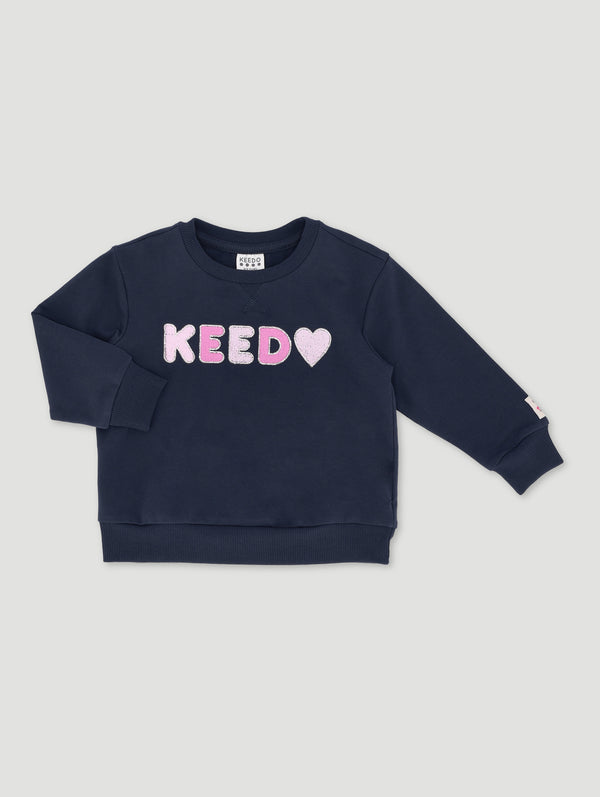 Girls Heart Embroidered Sweat Top