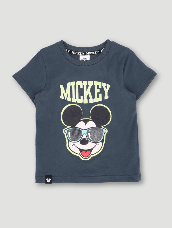 Boys Short Sleeve Mickey Graffiti Tee - Charcoal