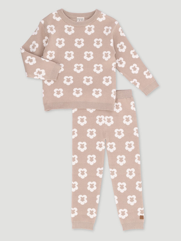 Girls Floral Knit Set