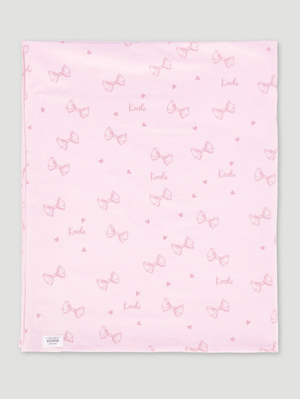 Pink Bows & Hearts Cotton Lycra Blanket