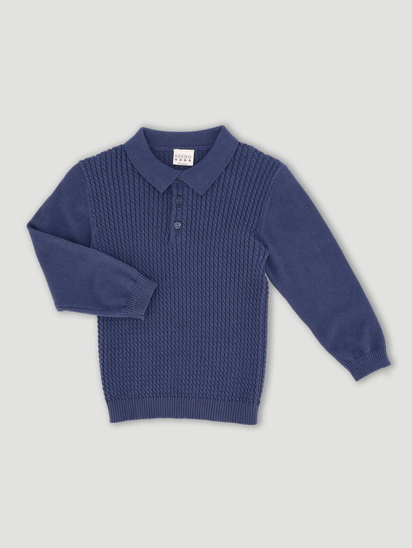 Boys Cable Knit Smart Polo Top