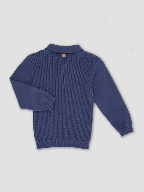 Boys Cable Knit Smart Polo Top