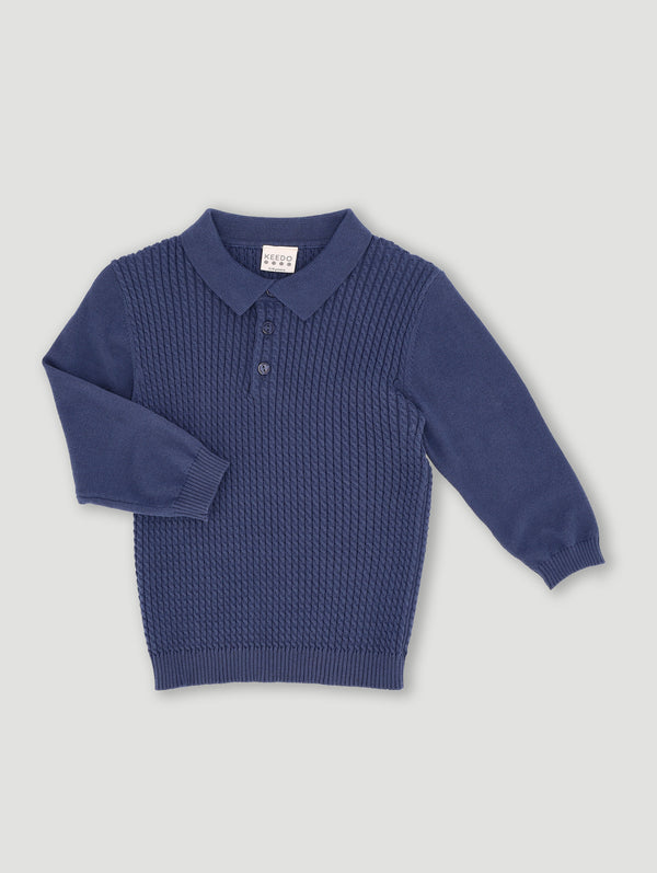 Baby Boys Cable Knit Smart Polo Top