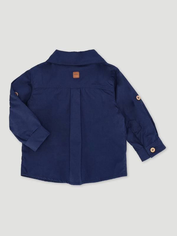 Baby Boys Navy Formal Poplin Shirt