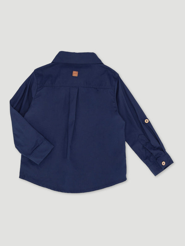 Boys Navy Formal Poplin Shirt
