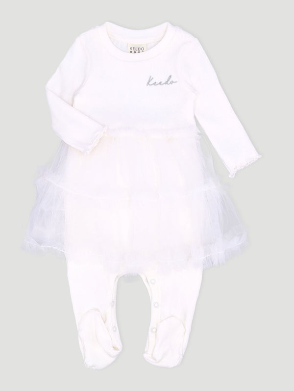 Baby Girls Premium Cotton Lycra Dress With Tuille