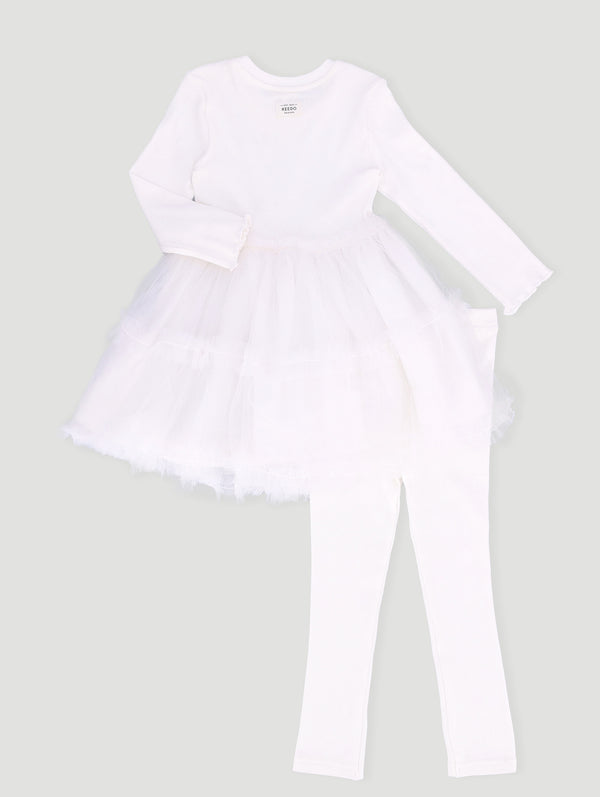 Girls Premium Cotton Lycra Dress With Tuille