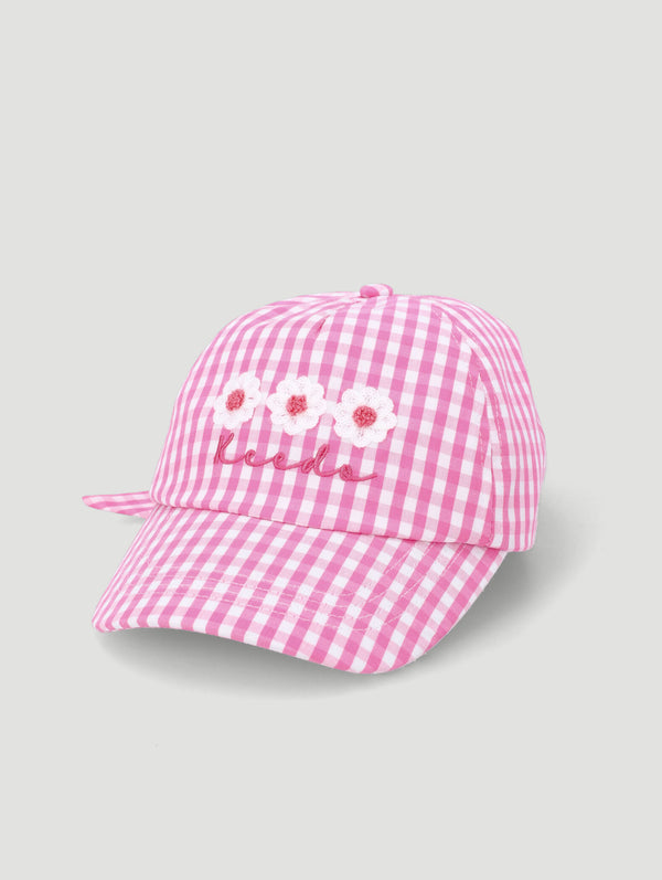 Girls Gingham Cap - Pink