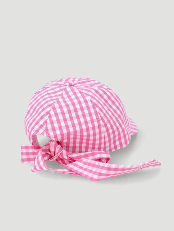 Girls Gingham Cap - Pink