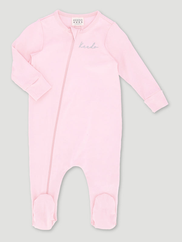 Baby Girls Long Sleeve Embroidered Sleepsuit