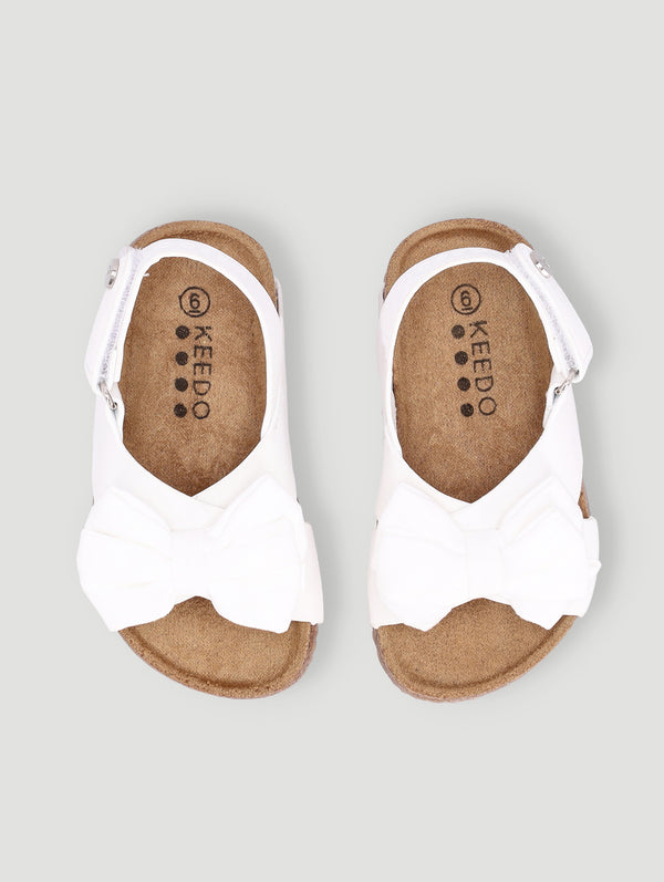 Girls Bow Adventure Sandal - White