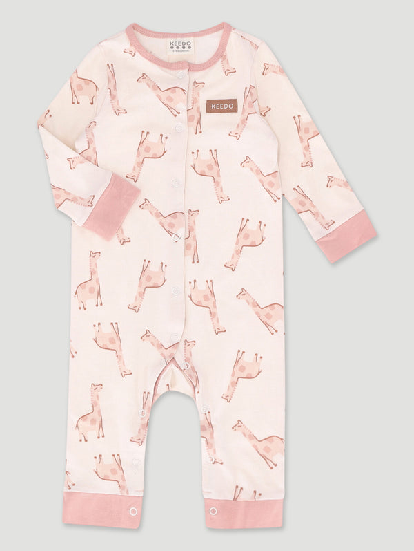 Baby Girls Giraffe Fashion Sleepsuit - Cream