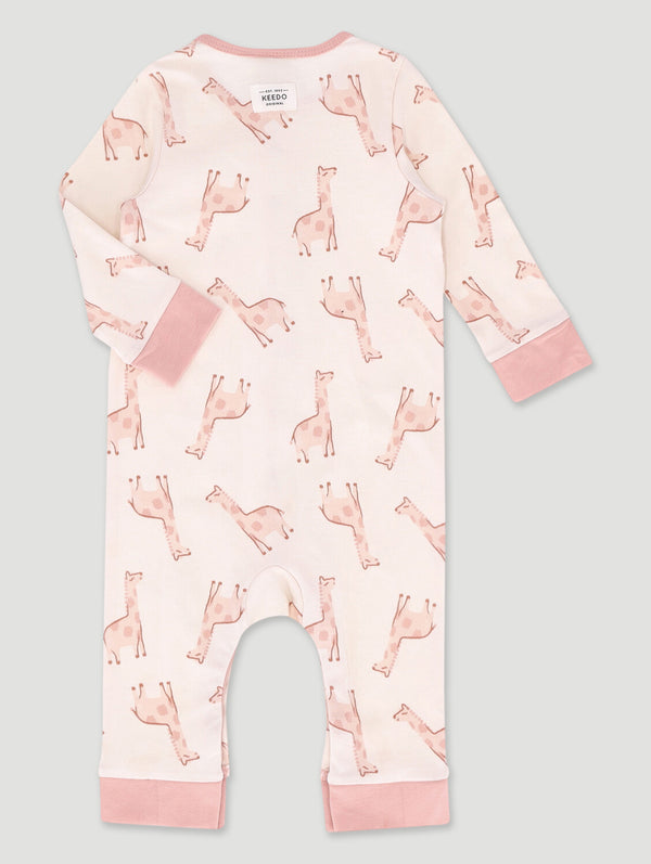 Baby Girls Giraffe Fashion Sleepsuit - Cream