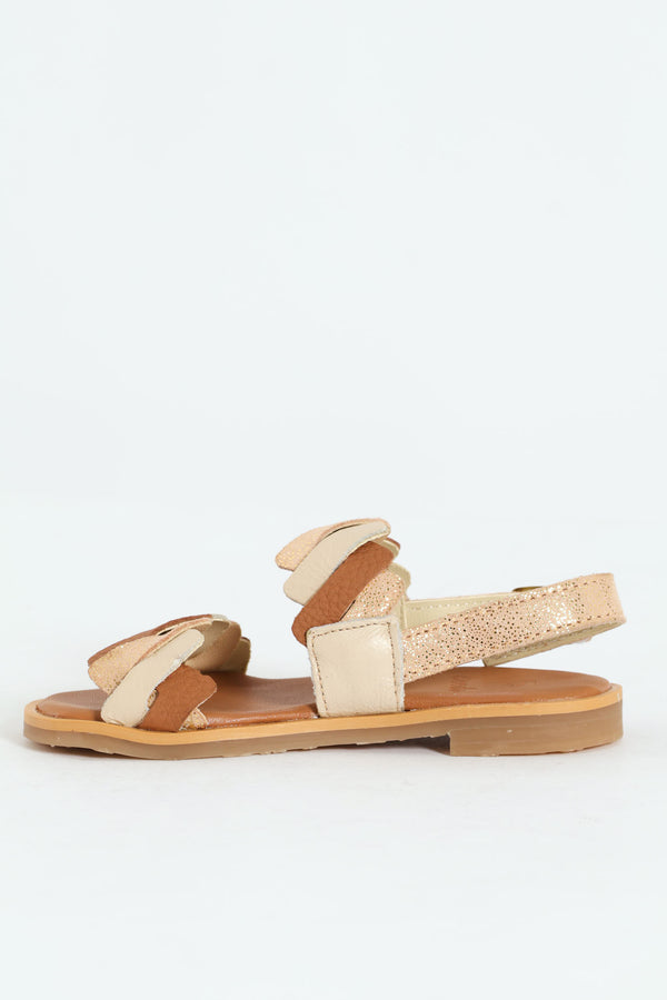 Girls Pleated Genuine Leather Sandal